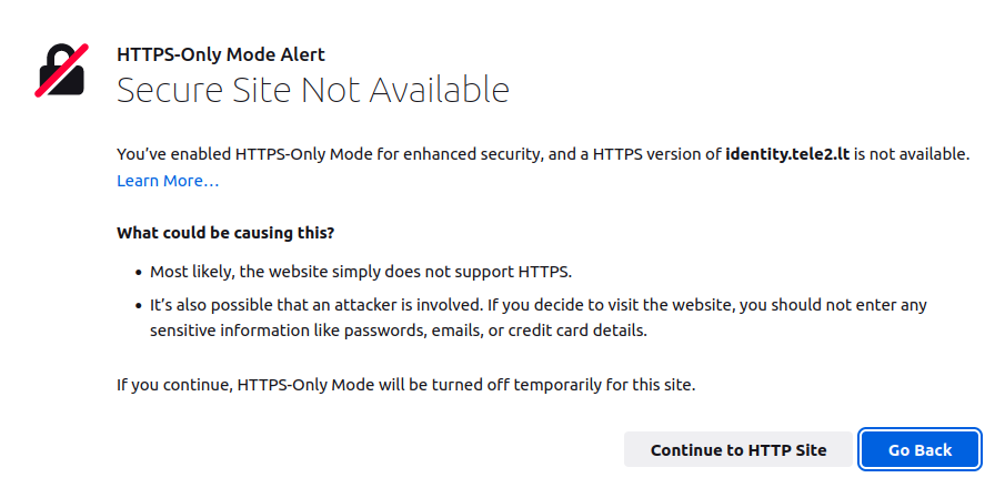 Firefox HTTP warning